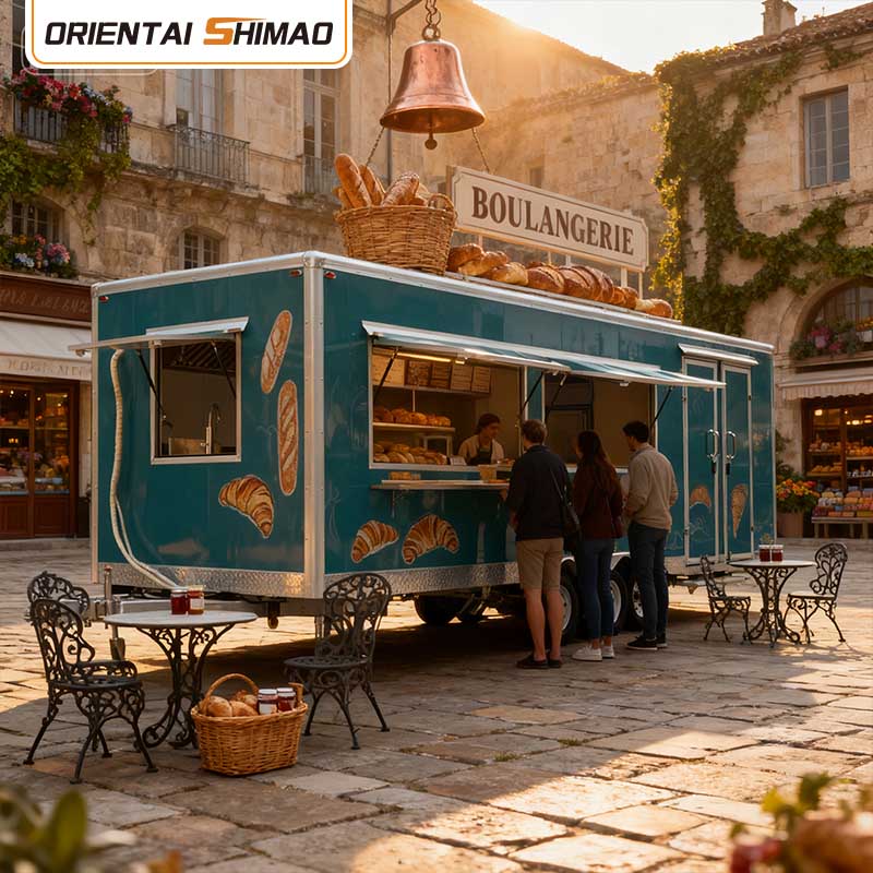 Remolque de cocina móvil cuadrado